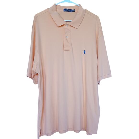 Polo Ralph Lauren Orange Color Polo Shirt Men's 2XB Blue Pony Logo 100% Cotton - Picture 1 of 6